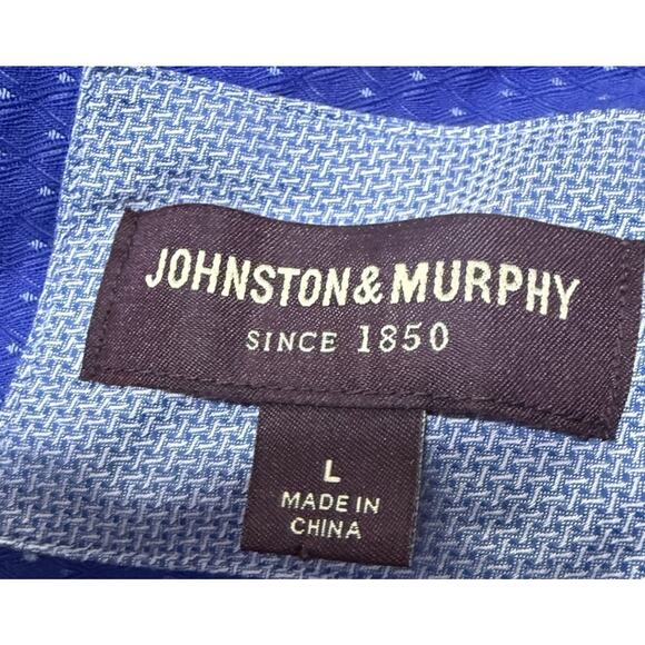 JOHNSTON & MURPHY Men’s Blue Button Down Oxford Shirt Flip Cuff Size Large - Picture 10 of 12